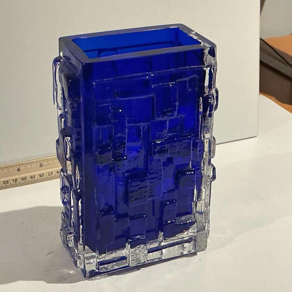 Josef Schott Glass Vase Design for Smalandshyttan, Sweden 6" W 4" D 9"H